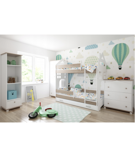 Dviaukštė vaikiška lova Lulu-Namas - vaiko kambario baldai, vaikiskos lovos, lovos vaikams, vaikiskos lovytes, dviaukste lova